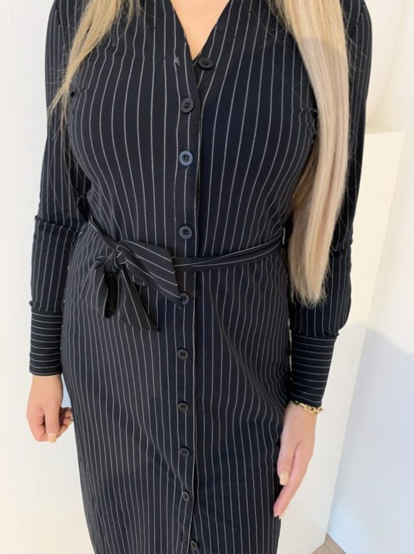 My Pashion Travelstof Jurk Zwart Krijtstreep