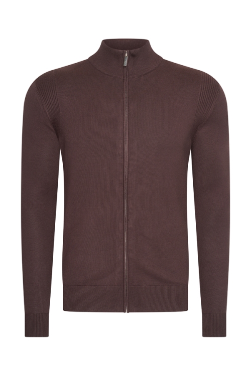 Mi Piace Heren - Cardigan Zip - Espresso