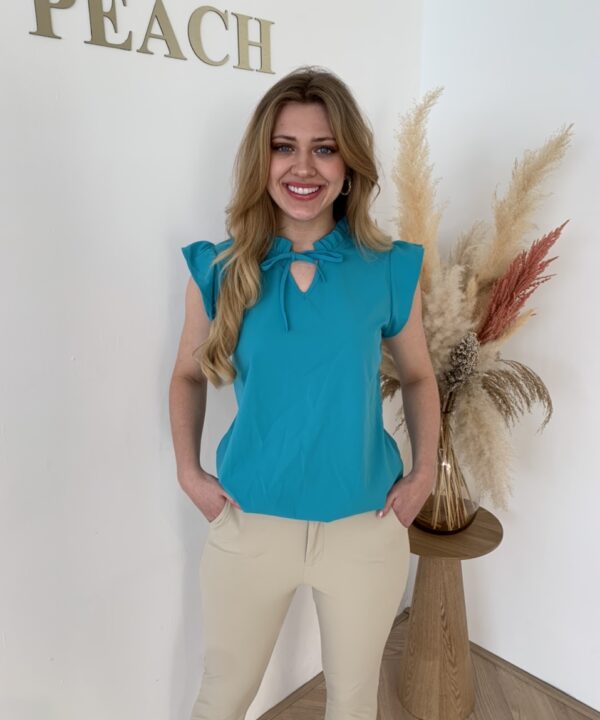 Lady Day – Blouse Bayla – Aqua Travelstof Kleding