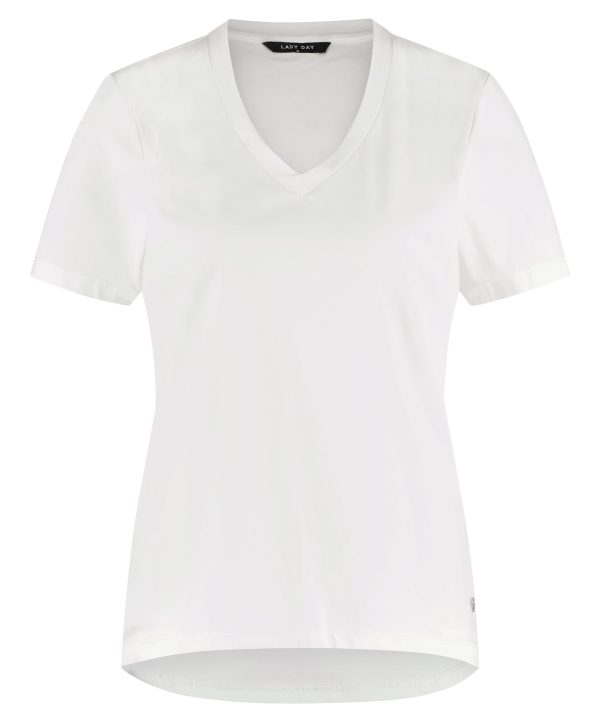 Lady Day - T-Shirt Tee V White Travelstof Wit Shirt