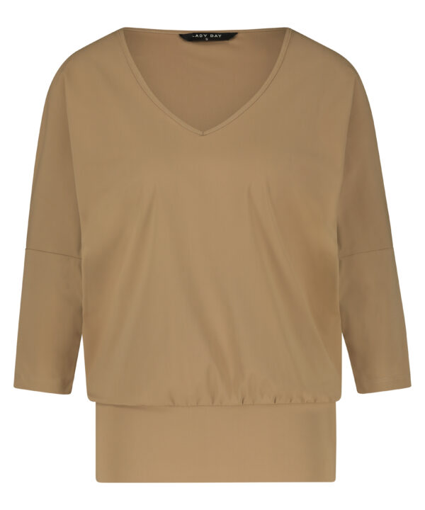 Lady Day | Camel Blouse Shirlyn - Black Travelstof Top