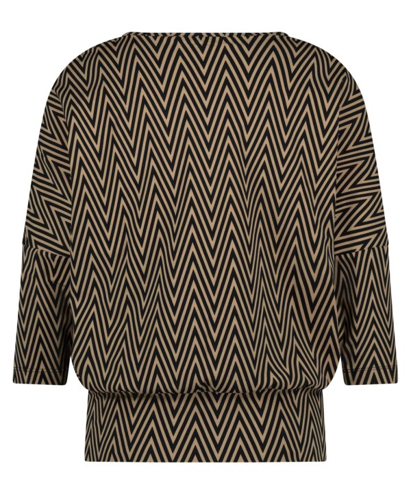 Lady Day | Camel Blouse Shirlyn - Black Zigzag Travelstof Top