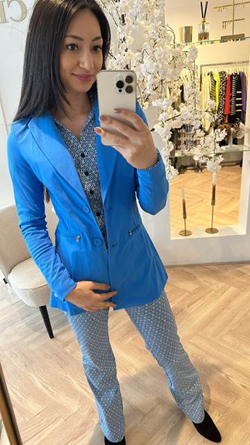 Lady Day - Blazer Blaka - French Blue - Travelstof blazer