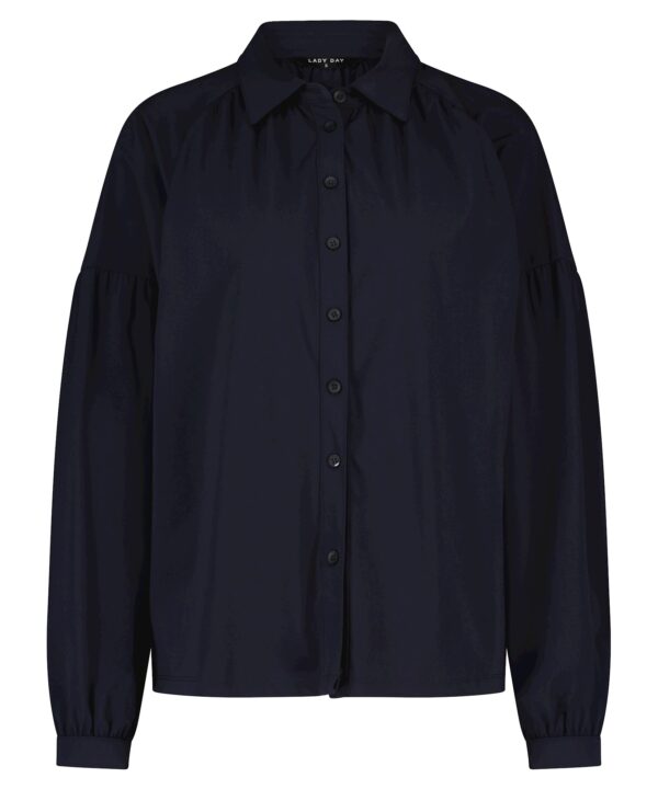 Lady Day - Bowie Blouse - Blue - Travelstof Damesblouse