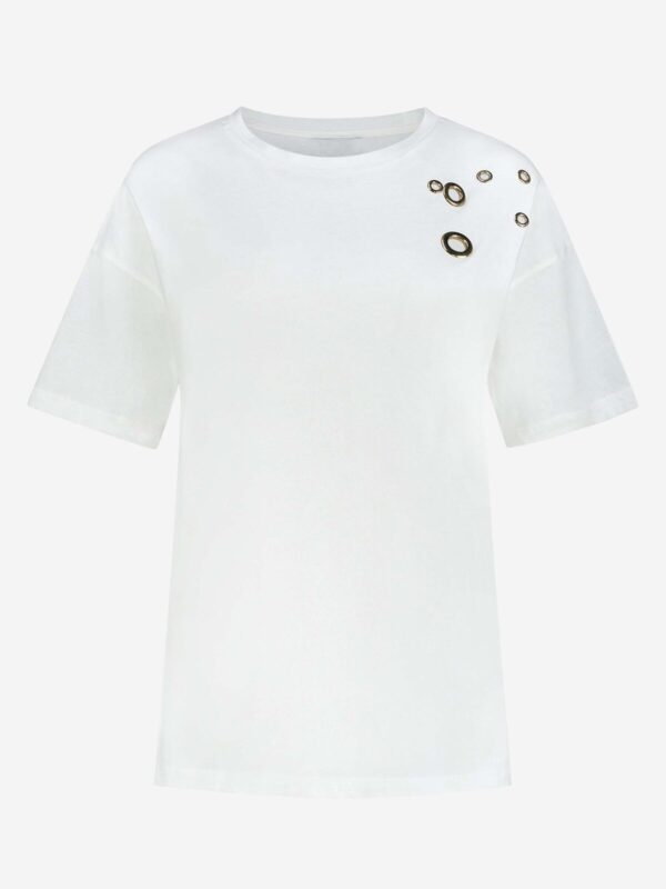 NIKKIE- Eyelet T-Shirt - Star White