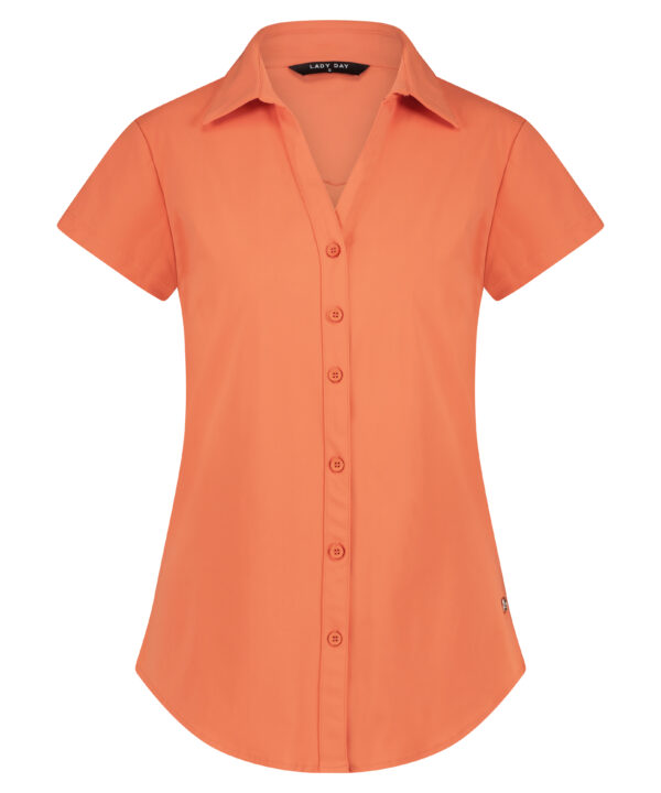 Lady Day - Suzy Cap Blouse - Papaya - Travelstof Damesblouse