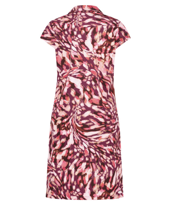 Lady Day | Dress Dody Cap - Pink Paint | Chique Damesjurk in Roze print van Travelstof
