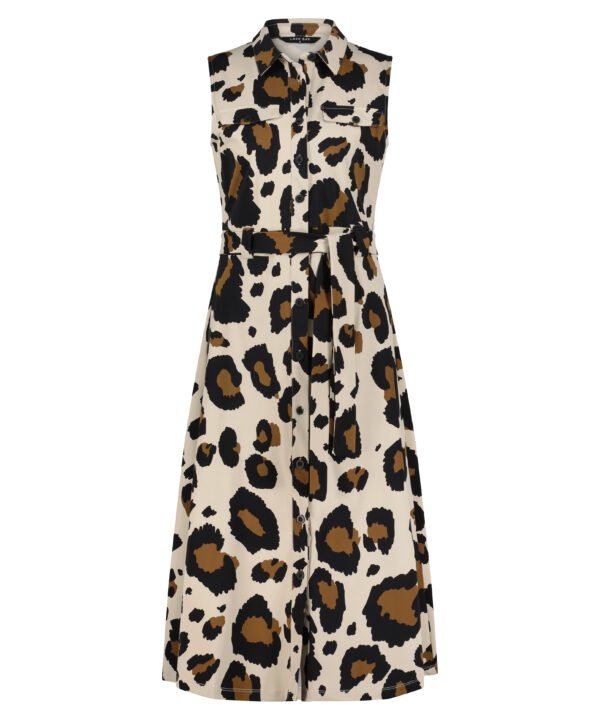 Lady Day | Dress Denny - Big Leopard | Chique Damesjurk van Travelstof met een print Leopard