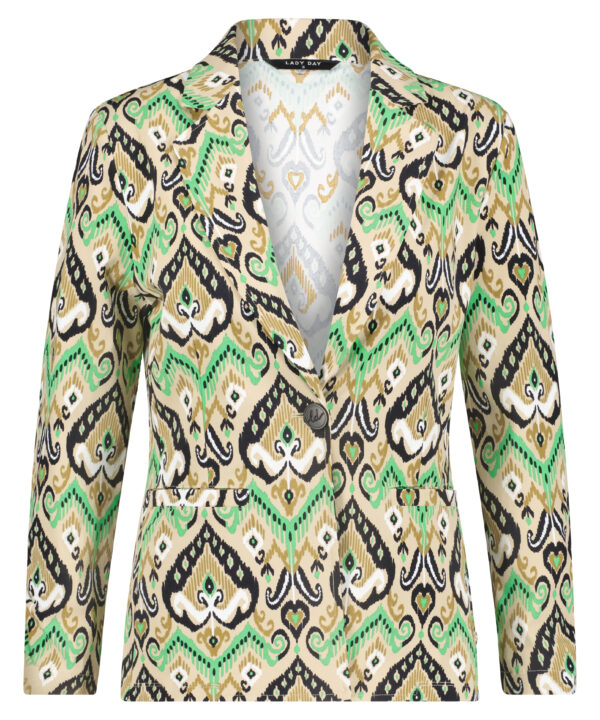 Lady Day - Blazer Bali - Green ethnic - Travelstof blazer