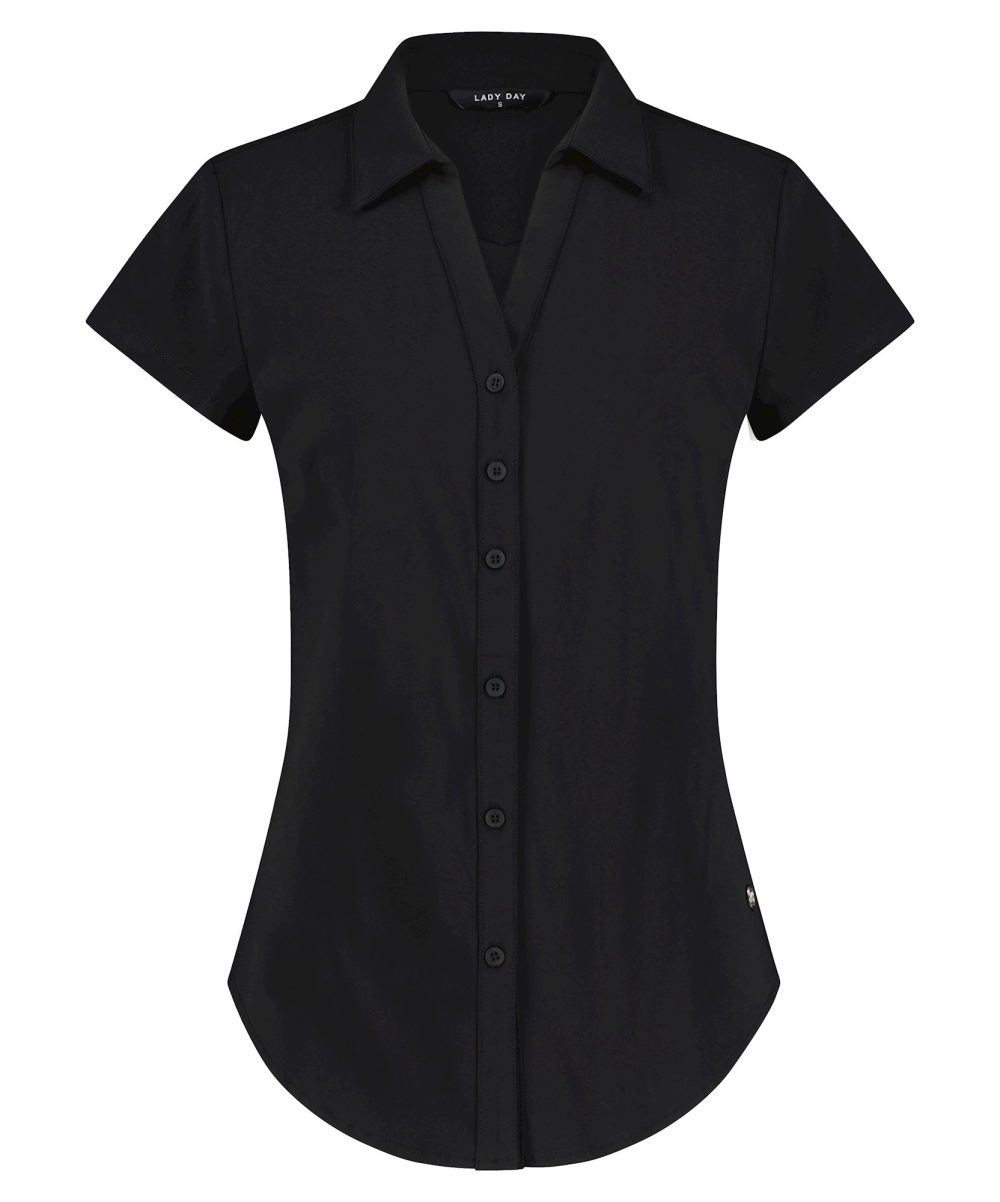 Lady Day - Suzy Cap -Black - Travelstof Damesblouse Zwarte Blouse