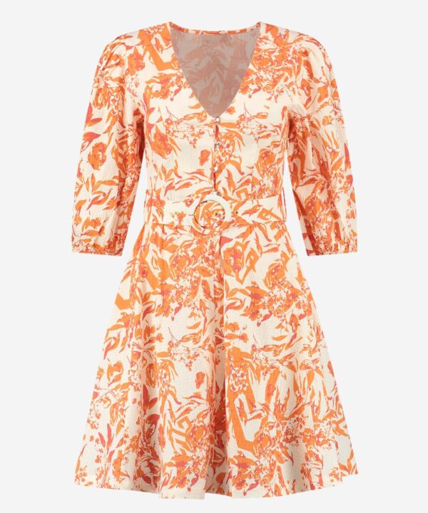 NIKKIE - Rachel Structure Dress - Sun Orange/Cream - Kwaliteit