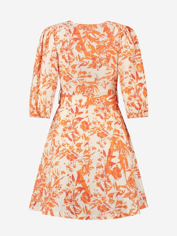 NIKKIE - Rachel Structure Dress - Sun Orange/Cream - Kwaliteit