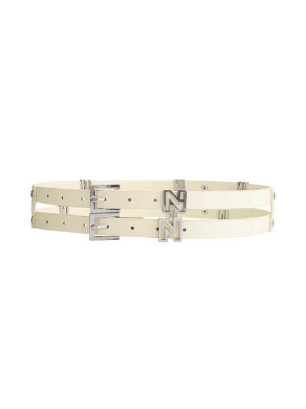 NIKKIE | Double N Slider Waist Belt - Cream/Silver - Damesriem
