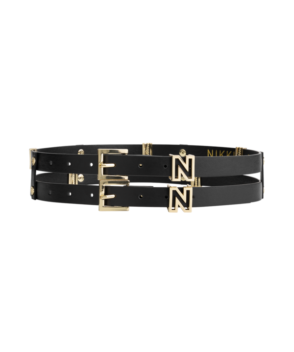 NIKKIE | Double N Slider Waist Belt - Black/Gold - Damesriem
