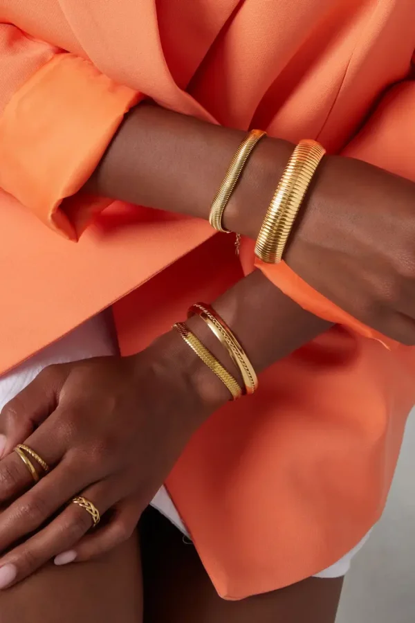 Madam Peach | Armband - Plat met print - Goud - Morgen in huis
