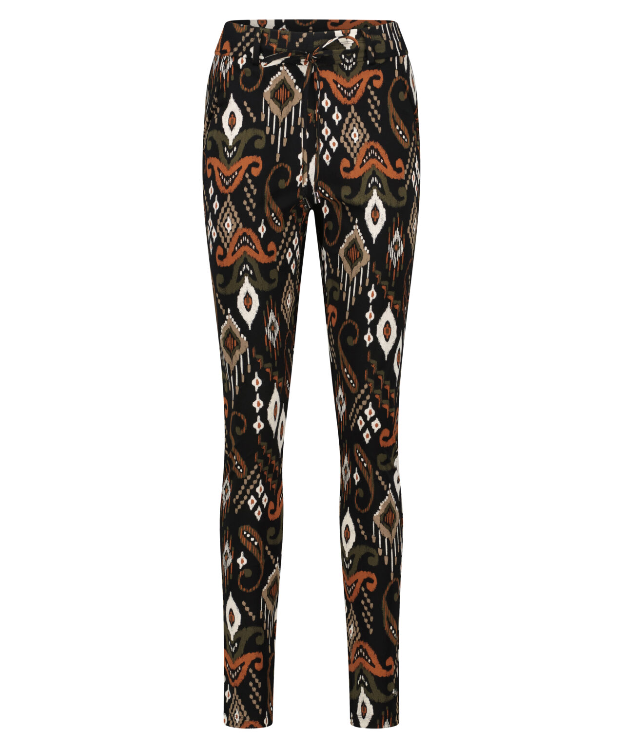 Lady Day - Paige Trouser - Jakarta | Morgen in huis Travelstof Broek Groen Zwart Cognac Dames