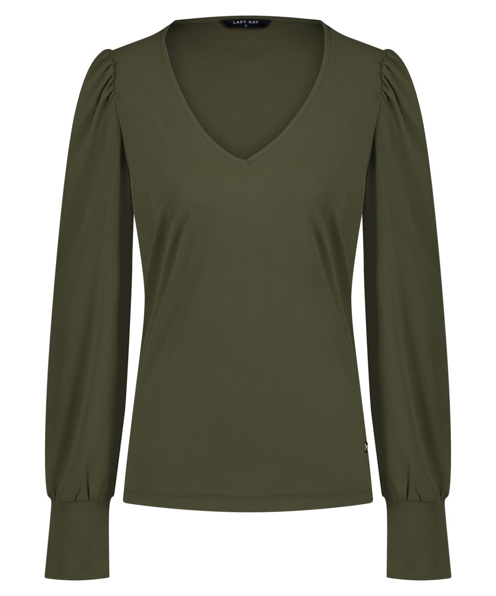 Lady Day - Tanisha - Army - Travelstof | Morgen in huis Travelstof Blouse Top Groen Dames