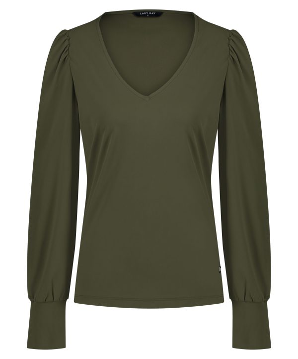 Lady Day - Tanisha - Army - Travelstof | Morgen in huis Travelstof Blouse Top Groen Dames