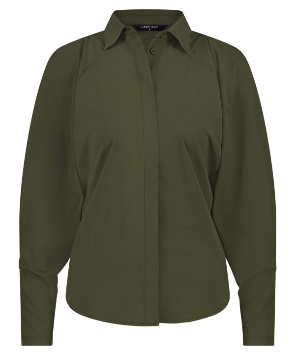 Lady Day - Bellamy - Army - Travel fabric | Tomorrow at home Travel fabric Blouse Green Ladies