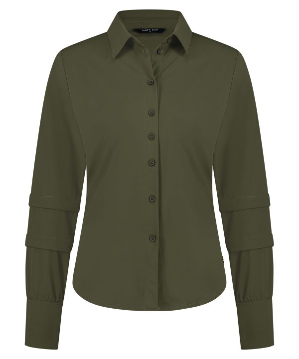 Lady Day - Brianna - Army - Travel fabric | Tomorrow in house Blouse Army Green Travel fabric