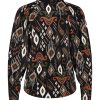 Lady Day - Bellamy - Jakarta - Travelstof | Morgen in huis Travelstof Blouse Dames Cognac Zwart Print
