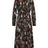 Lady Day - Delilah - Jakarta - Travelstof | Morgen in huis Jurk Travelstof Dames Zwart Groen Cognac