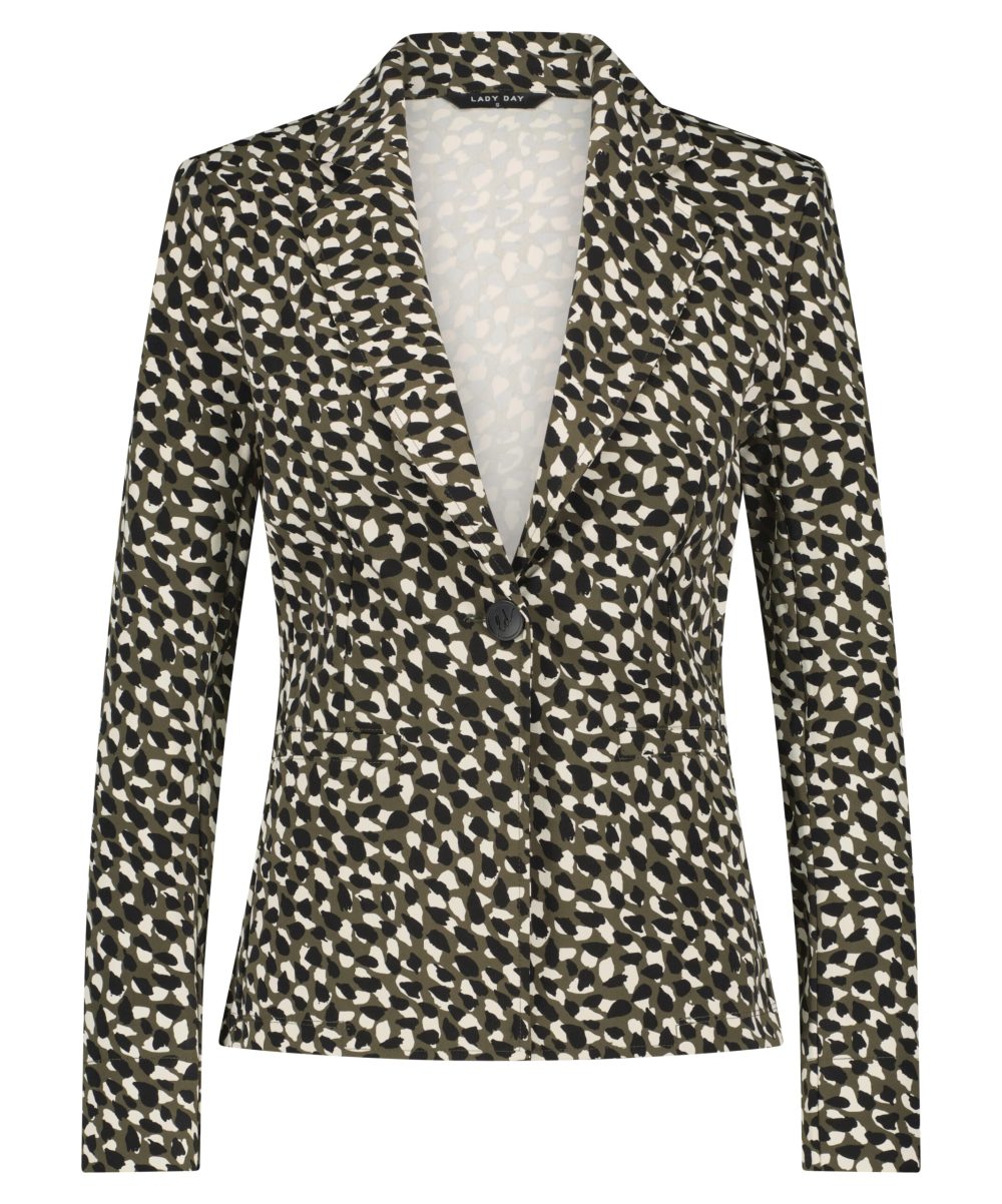 Lady Day - Blazer Billy -Dippin dot - Travelstof | Morgen in huis Blazer Travelstof Dames Groen Wit Zwart