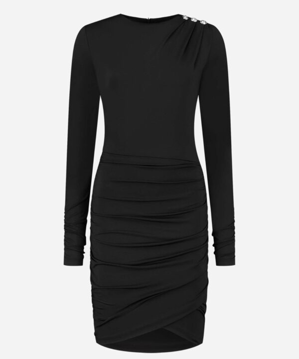 NIKKIE - Drape Shoulder Dress - Black | Morgen in huis