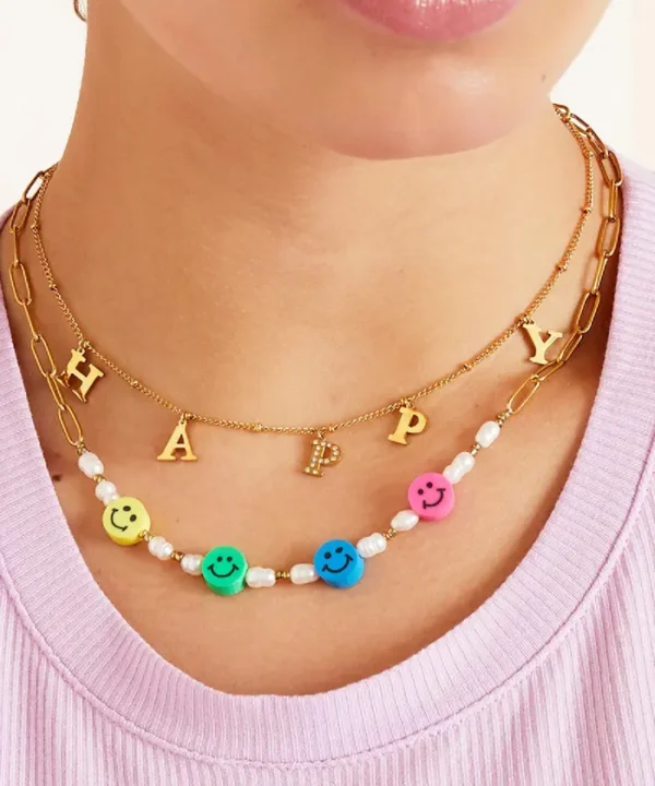 Madam Peach | Ketting - Happy - Goud - Morgen in huis