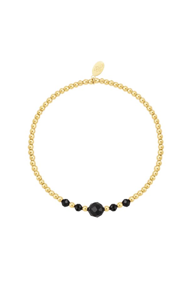 Madam Peach | Armband - Kralen - Goud/Zwart - Morgen in huis