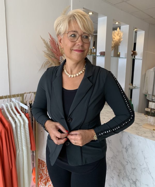 jasje tape zwart/groen hip sportief zakelijk green/black blazer