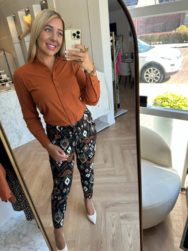 Lady Day - Brianna -Sugar almond - Travelstof | Morgen in huis Travelstof Blouse Cognac Dames