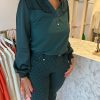 top ruffle groen green blouse chique