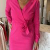 janne dress LS French rose roze jurk overslag comfortabel Travelstof