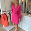 janne dress LS French rose roze jurk overslag comfortabel Travelstof