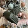 elvine gloves Madam Peach soft suede faux leather green green