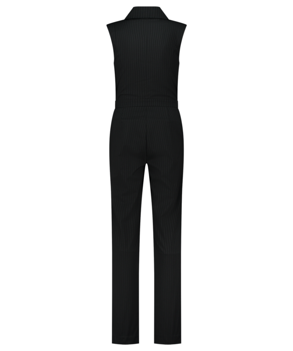 andorra jumpsuit graphite pinstripe zwart grijs black grey travelstof nikkie