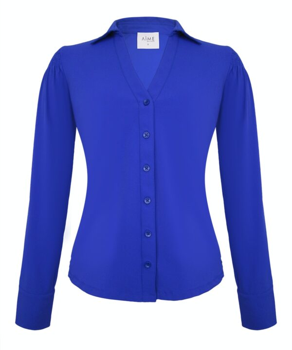 Aime Balance - Ilja Blouse - Cobalt - Travelstof Dames kleding Blauw