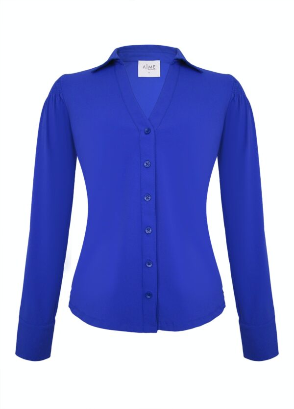 Aime Balance - Ilja Blouse - Cobalt - Travelstof Dames kleding Blauw