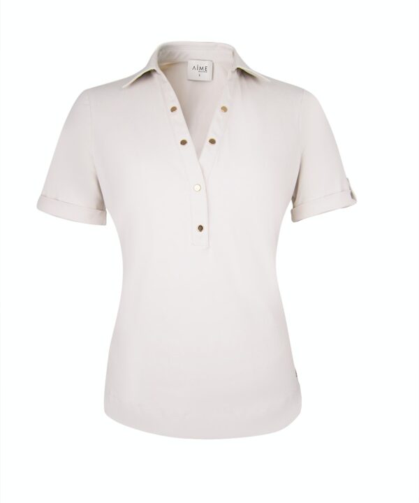 Aime - Mosli Polo - Bone | Travelstof - Morgen in huis - Top - Dameskleding - Aime Balance - Wit - Creme