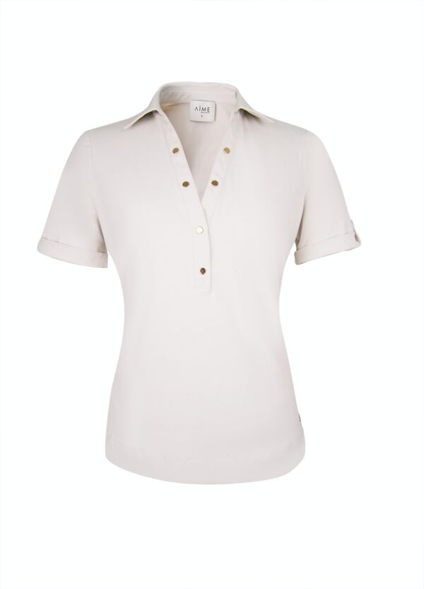 Aime - Mosli Polo - Bone | Travelstof - Morgen in huis - Top - Dameskleding - Aime Balance - Wit - Creme