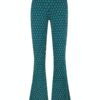 Aime Balance - Serena Flared - Retro Greens Print Travel Fabric Trousers Ladies Green