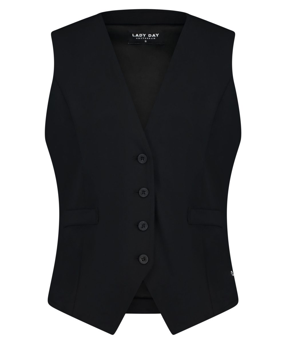 Lady Day - Jade - Black - Travelstof | Morgen in huis - Gilet - Zwart - Dameskleding