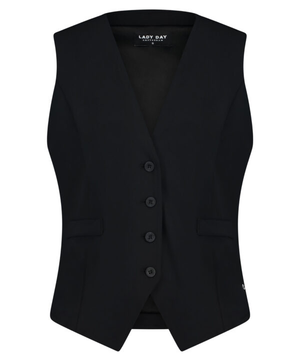 Lady Day - Jade - Black - Travelstof | Morgen in huis - Gilet - Zwart - Dameskleding