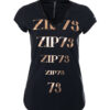 Zip73 V-neck top black rose gold travel fabric