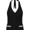 ZIP73 | Halter vest - Black/Rose | Travel fabric - Shipped tomorrow.