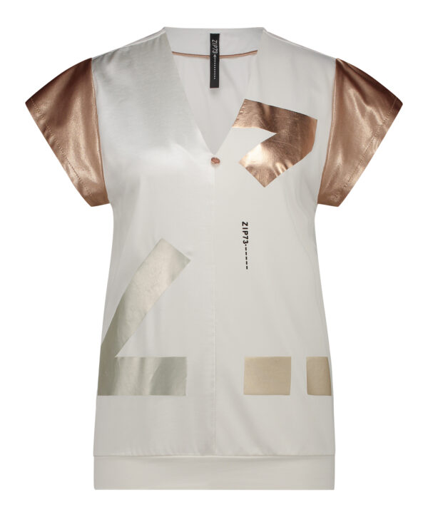 Zip73 top roze goud off white travelstof