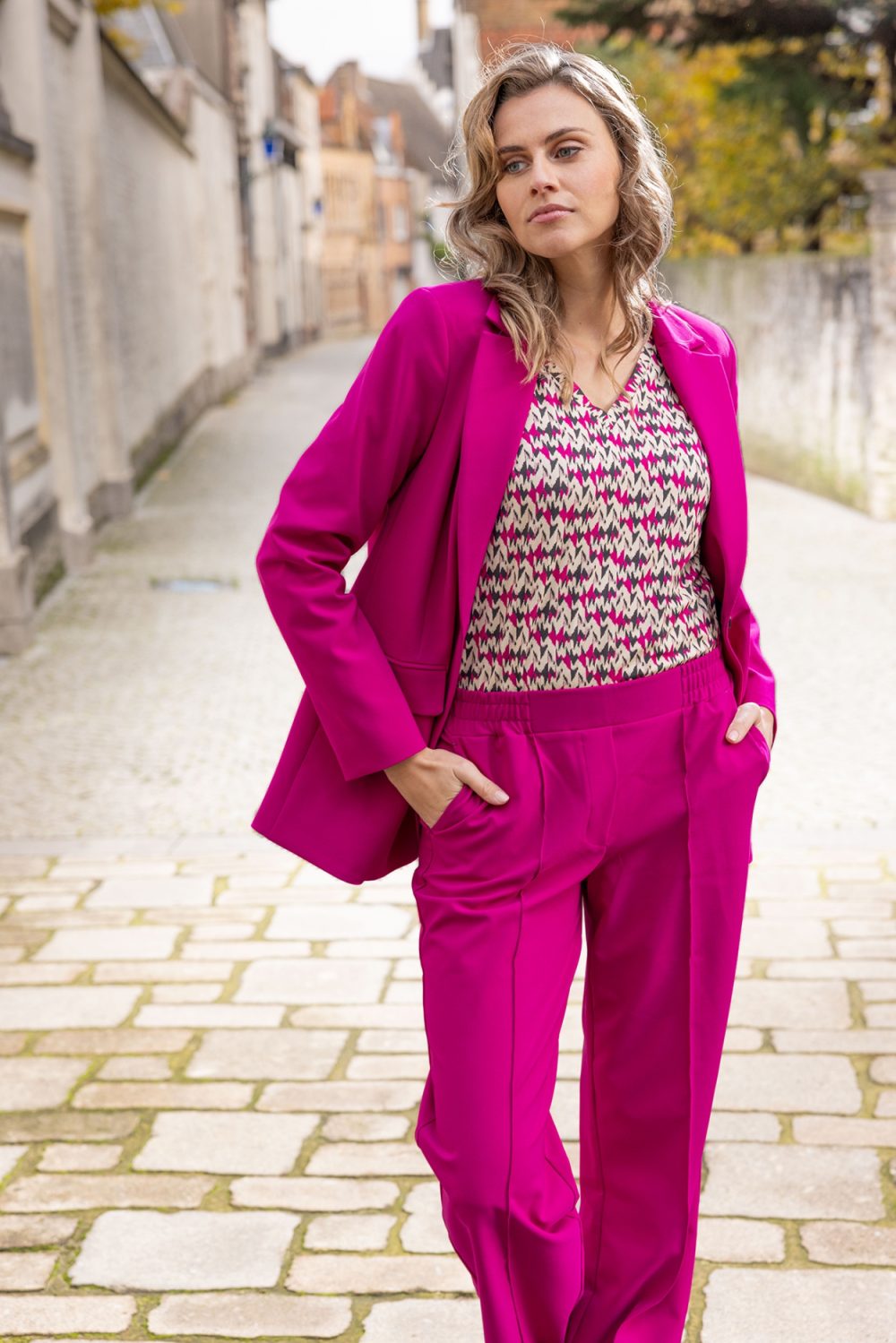 &Co Woman - Chrissy Comfort - Raspberry Travelstof Kleding Dames Broek Roze