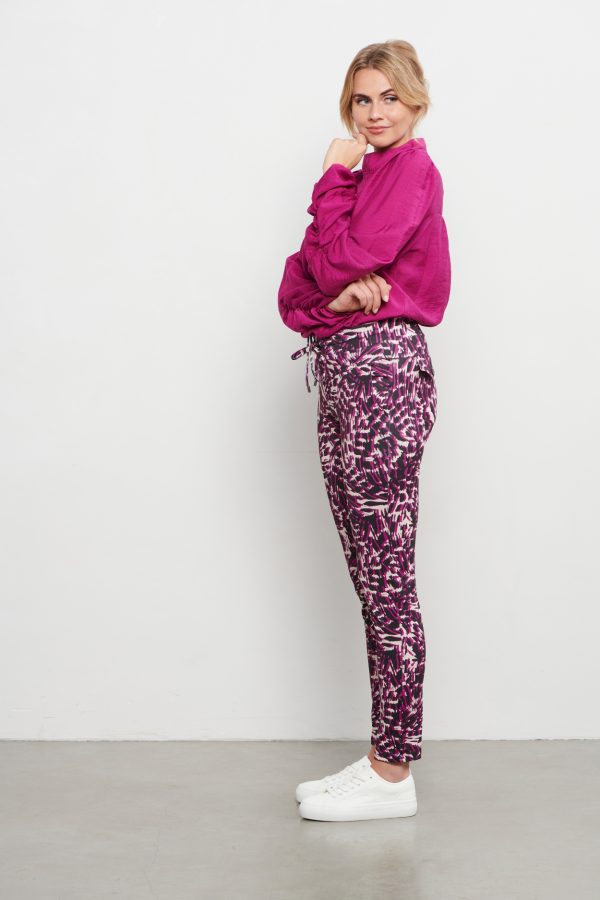 &Co Woman - Delly Random Spot - Raspberry - Travel fabric Ladies - Trousers