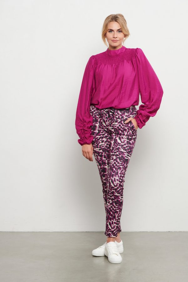 &Co Woman - Delly Random Spot - Raspberry - Travel fabric Ladies - Trousers